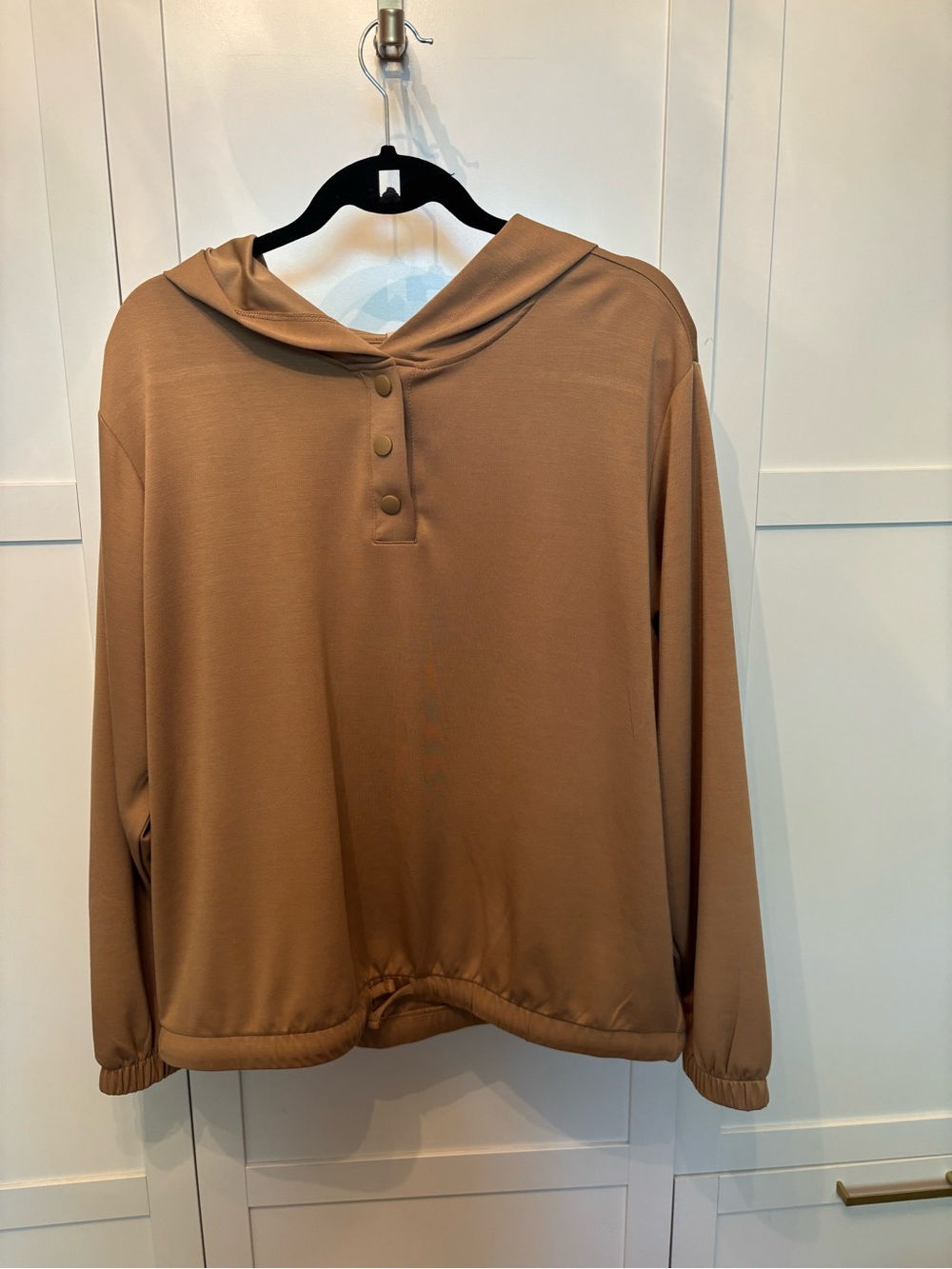 Women's Hooded Pullover Top with matching skirt - Camel